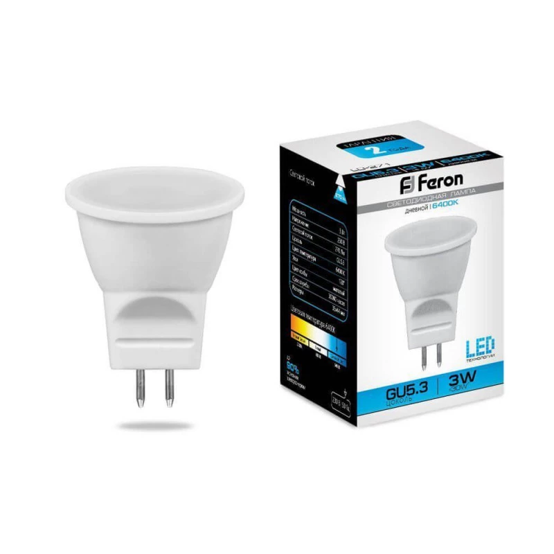 Лампа светодиодная Feron G5.3 3W 6400K матовая LB-271 25553