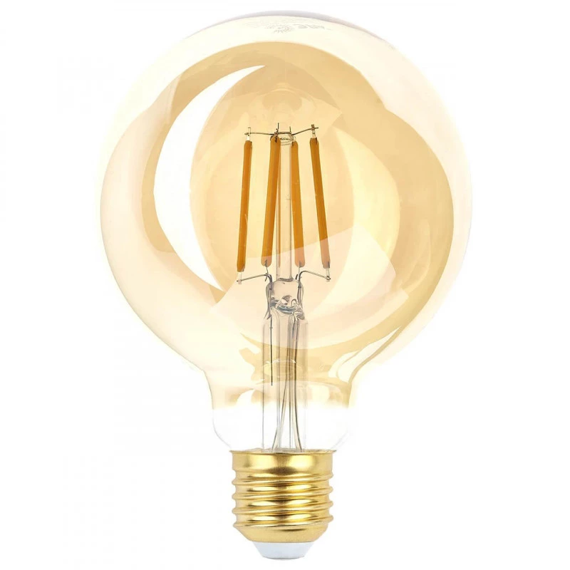 Лампа светодиодная филаментная ЭРА E27 7W 2400K прозрачная  F-LED G95-7W-824-E27 gold Б0047662
